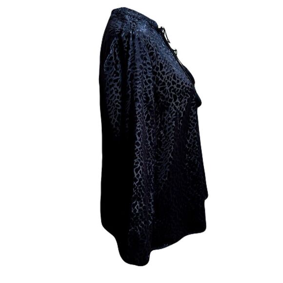 Liverpool Los Angeles Navy Jacquard Animal Print Peasant Blouse, Sz. M, EUC - Picture 8 of 9